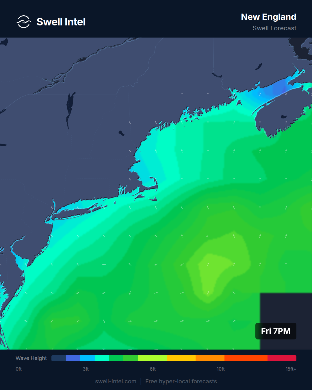 New England swell forecast map