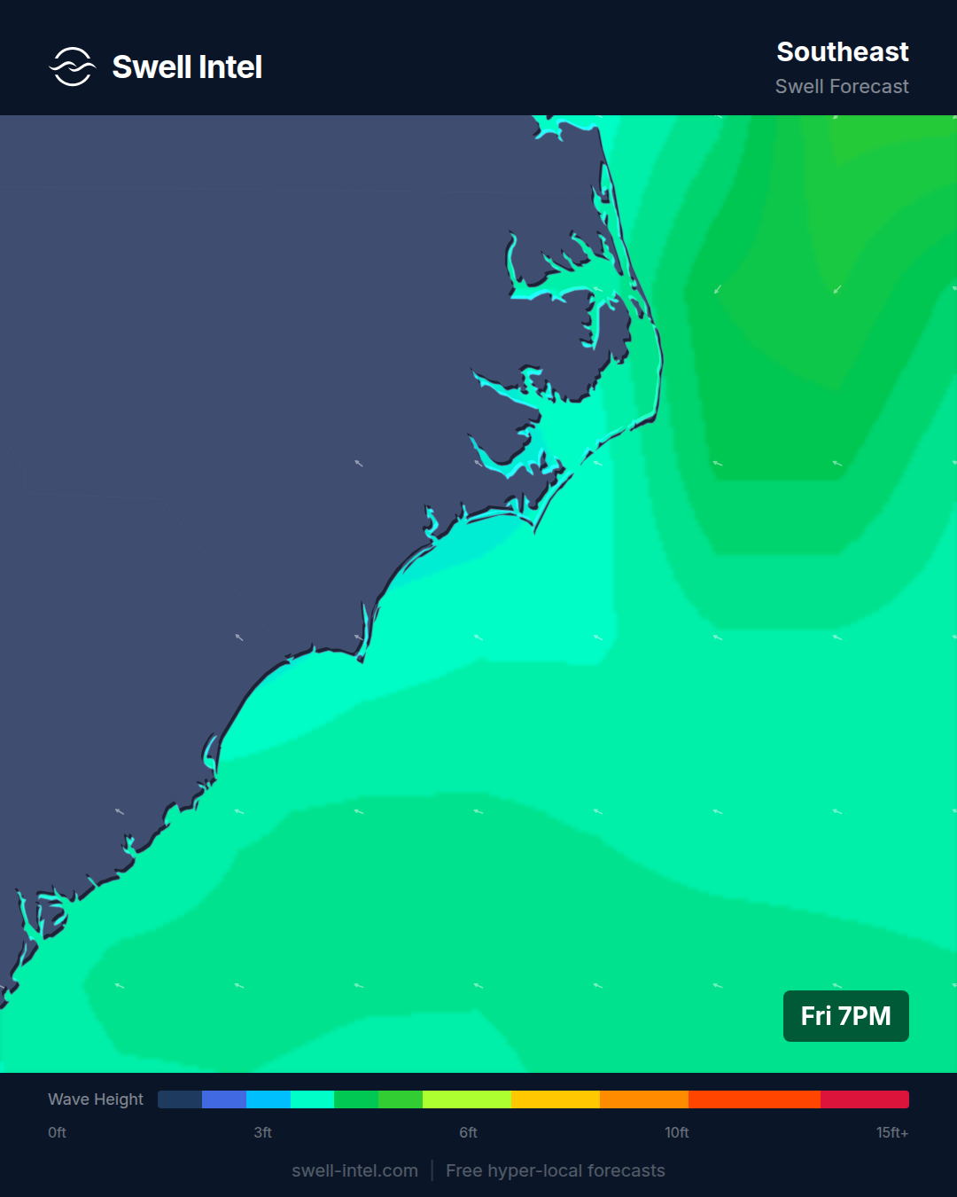 Outer Banks swell forecast map