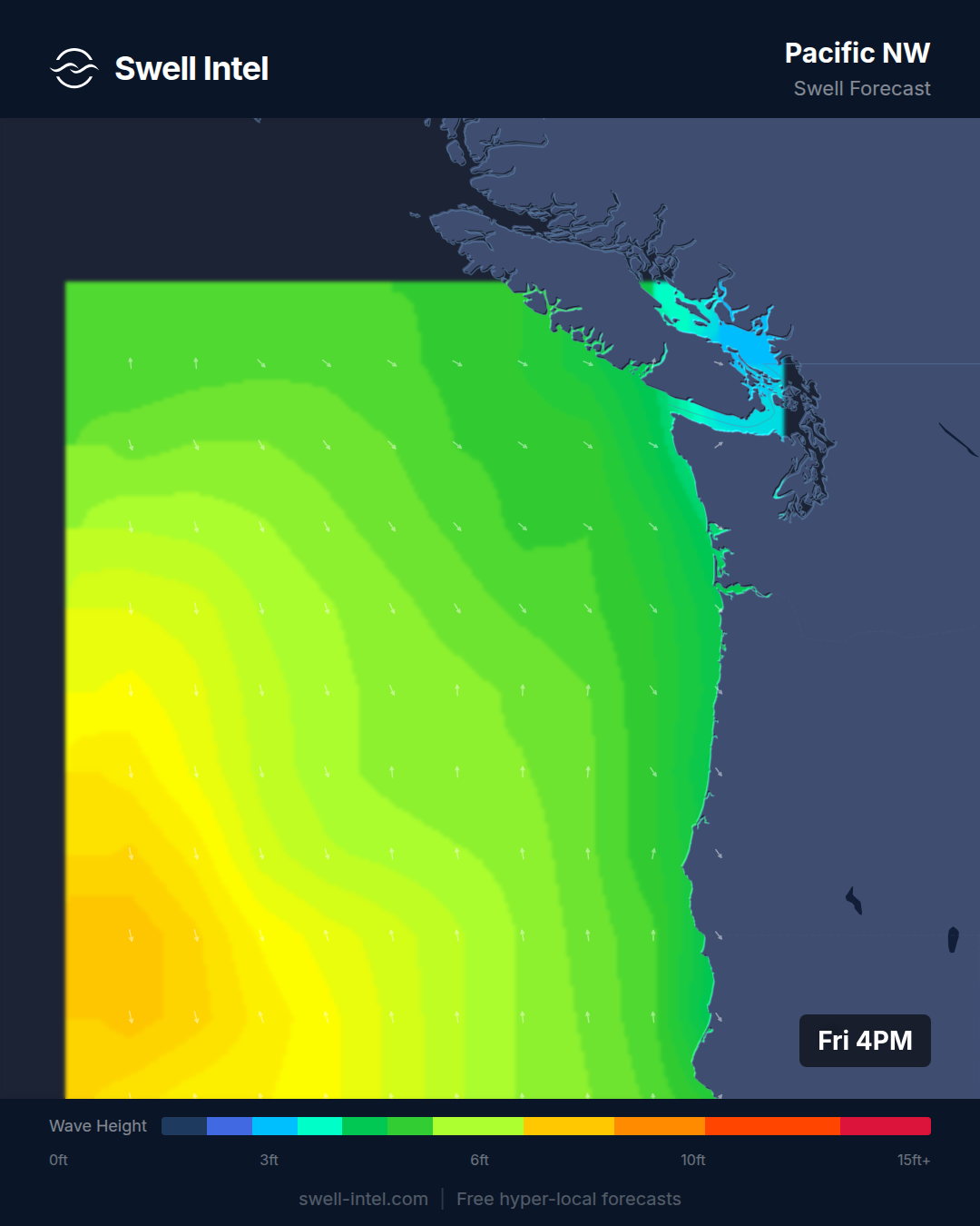 Pacific Northwest swell forecast map