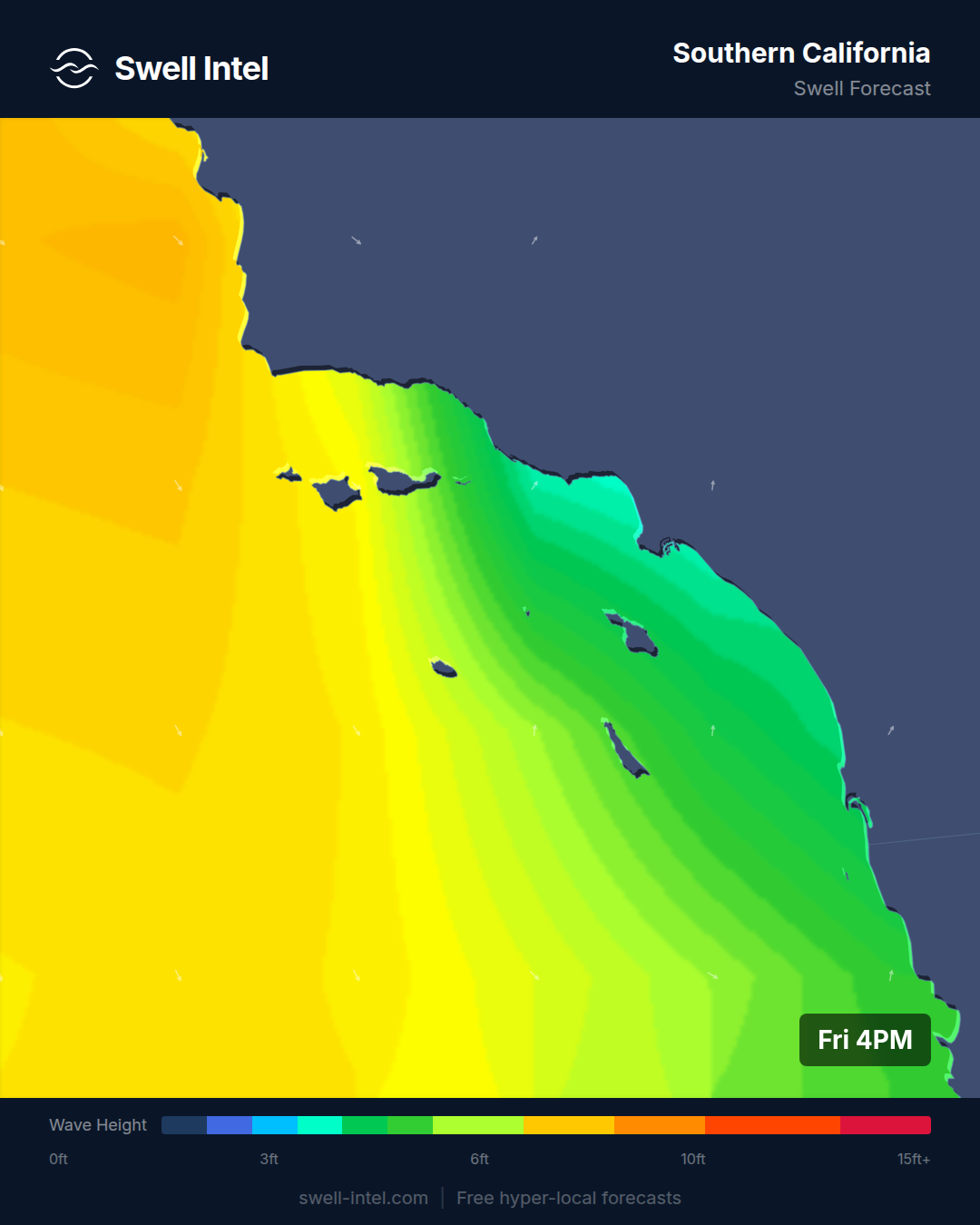 Southern California swell forecast map
